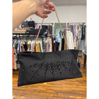 Sam Edelman Black Embellished Clutch with Gold Chain