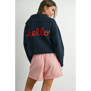 Navy Collared Cardigan