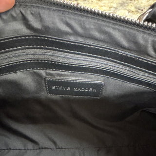 Steve Madden Black Small Satchel Top Handle Zip Bag w Coin Purse Charm