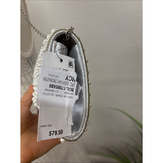 INC International Concepts Pearl-Embellished Clutch - White & Silver