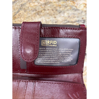 Patricia Nash Tooled Leather Wallet in Burgundy