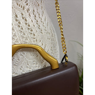 Steve Madden bleena chocolate Clutch with Gold Handle and Chain