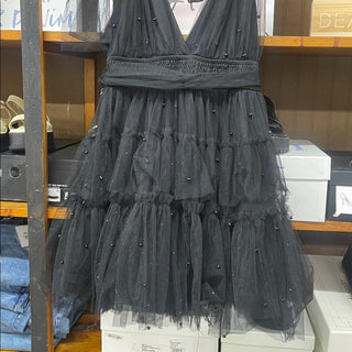Limelight Black Tiered Tulle Mini Dress with Bow Shoulders-lisa#5