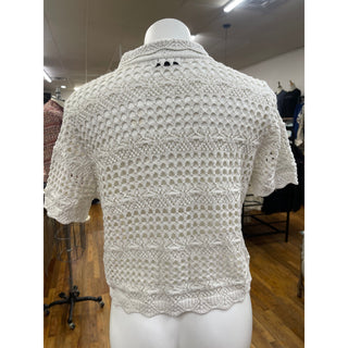 Aqua Cream Crochet Knit Shirt Size S