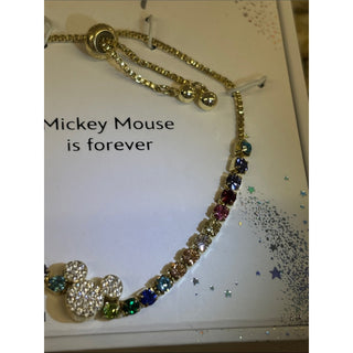 Disney Gold-Tone Bracelet with Multicolor Crystal Stones and Pavé Mickey Charm