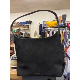Donna Karan Black Suede Shoulder Bag with Gold Logo