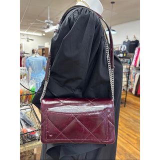 Tory Burch Quilted Burgundy Shoulder Bag with Silver Chain