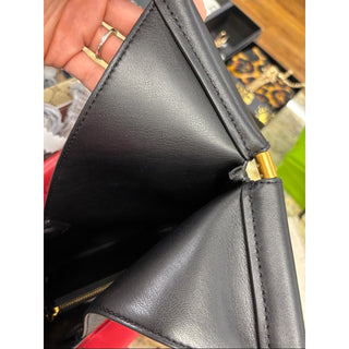 Donna Karan Black Fringe Shoulder Bag with Gold Accents MINI