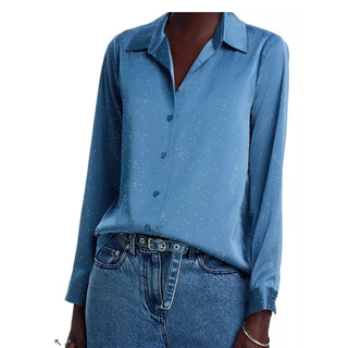 Aqua Blue sparkling Button-Down Shirt