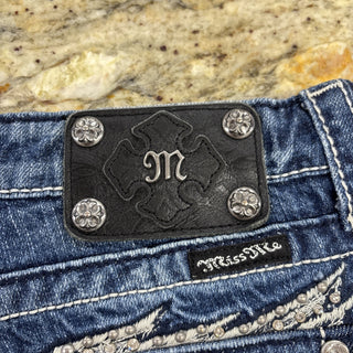 Miss Me Jeans Crystals Embroidered Shorts 29