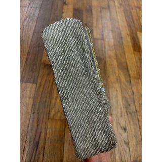 On 34th Embellished Ivory Evening Clutch with Crystal Beading