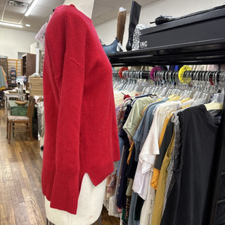 Aqua Cashmere Sweater Red Crew Neck Pullover