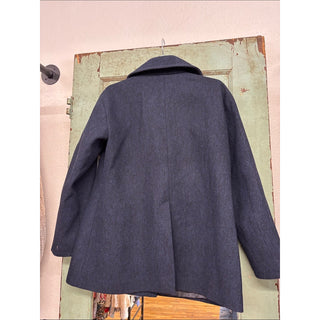 Aqua Wool-Blend Double-Breasted Navy Peacoat