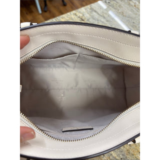 kate spade Cream Leather Top-Handle Satchel with Logo
