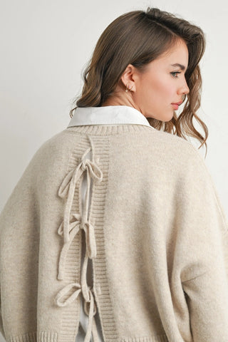 Taupe Tie-Back Sweater