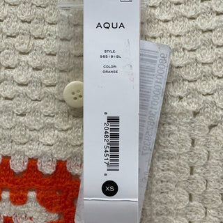 Aqua Vibrant Orange and Cream Crochet Vest Size XS