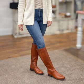 INC International Concepts Women's Brown Leather KneeHigh Wide Calf Boots Size US 9 M