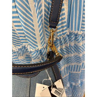 Nine West Denim-Textured Dome Shoulder Bag in Light Blue and Navy