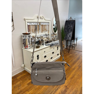 Baggallini Light Taupe Crossbody with Turn-Lock Detail