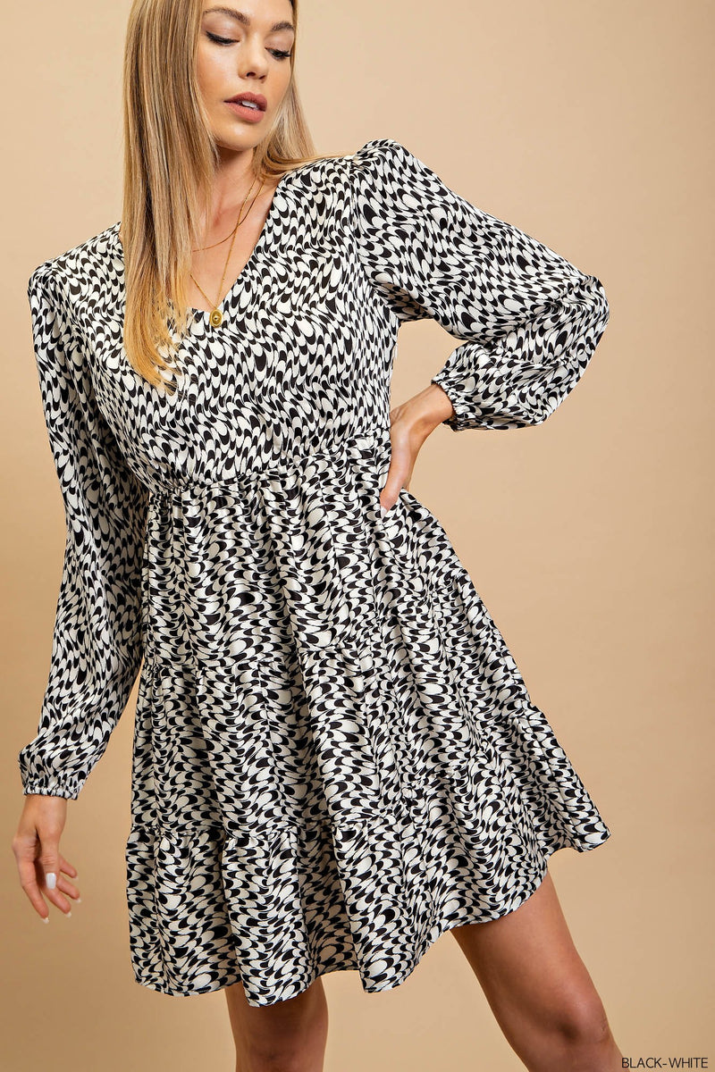 Geo Checkered Print Dress