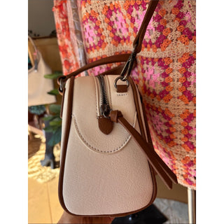 Wrangler White and Brown Two-Tone Satchel with Dual Handles