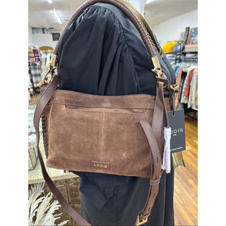 Lodis Brown Suede Shoulder Bag with Braided Detail