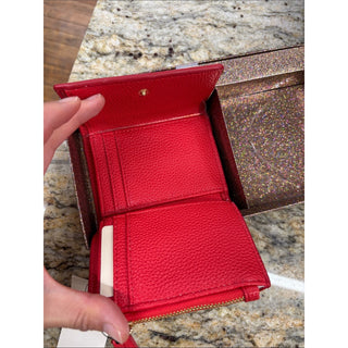 ON 34TH Red Women's Wallet with Gold Bow Accent