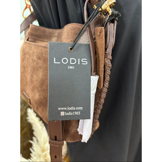 Lodis Brown Suede Shoulder Bag with Braided Detail