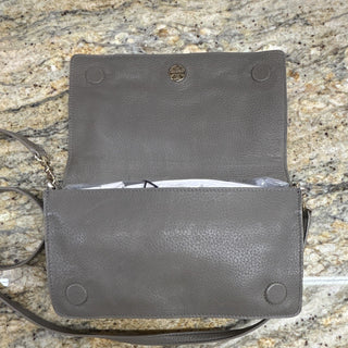 Tory Burch taupe Gray Small Pebbled Logo Crossbody Bag