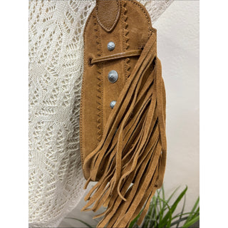 Arezzo Suede leather Fringe Crossbody Bag Brown