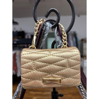 INC International Concepts Metallic Gold Quilted Mini Chain waist Bag