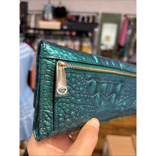 Brahmin Emerald Green Croc-Embossed Leather Wallet