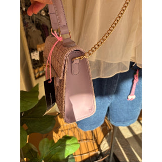 Like dreams Knit-Textured Lilac Crossbody Bag with Gold Chain Strap
