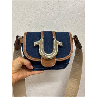 True Religion Denim Crossbody bag with Brown Trim