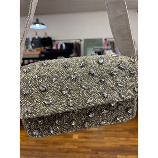 Embellished Ivory Evening Clutch with Crystal Beading