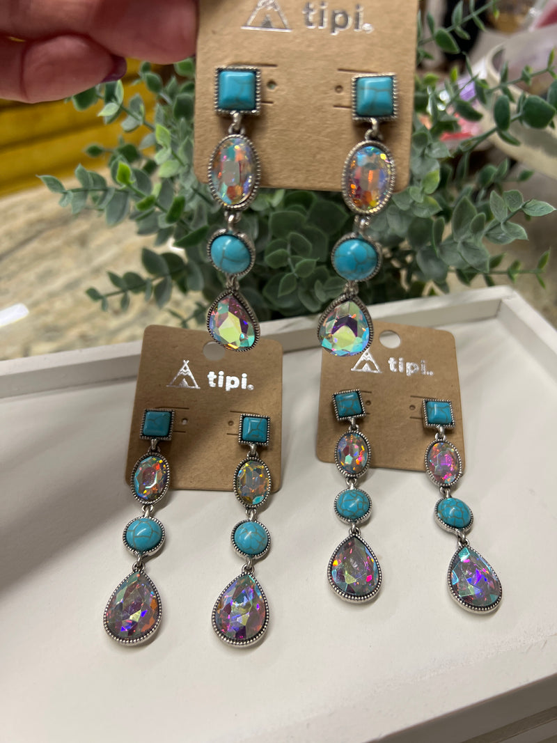 Crystal & Turquoise Earrings