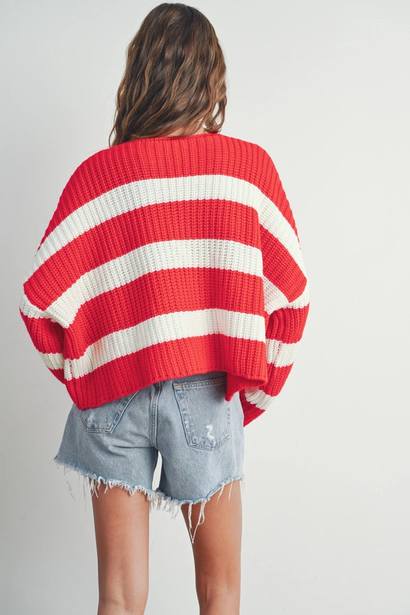 Red Striped Cardigan