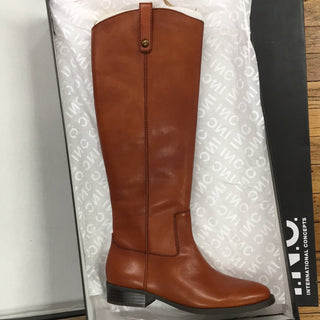 INC International Concepts Women's Brown Leather Knee-High Boots Size US 7.5 M