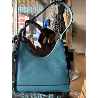 Donna Karen cederhurst buckle hobo Leather Bag Blue