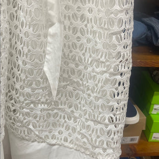 Aqua white lace Midi Dress L