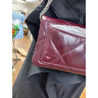 Tory Burch Quilted Burgundy Shoulder Bag with Silver Chain