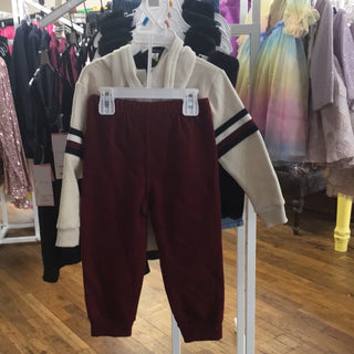 Tommy Hilfiger Cream Hoodie and Maroon Pants Set new