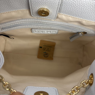 On 34th Light Blue Pebbled Bucket Drawstring Crossbody Bag with Gold Chain
