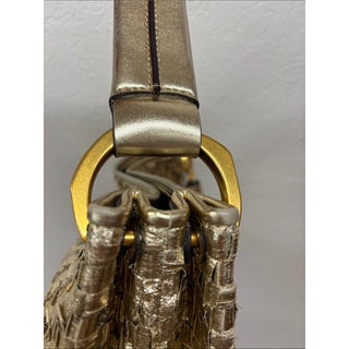 Donna Karan glenwood Metallic woven small Gold Shoulder Bag