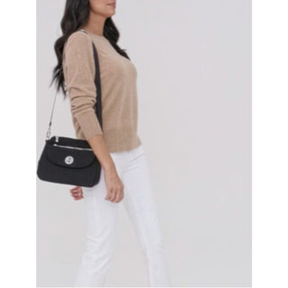 Baggallini Light Taupe Crossbody with Turn-Lock Detail