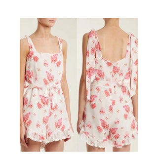 Athena procopiou silk Pink Floral Tie-Shoulder Romper size 1 /M