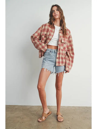 Red Plaid Shirt Jacket
