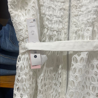 Aqua white lace Midi Dress L