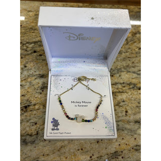 Disney Gold-Tone Bracelet with Multicolor Crystal Stones and Pavé Mickey Charm