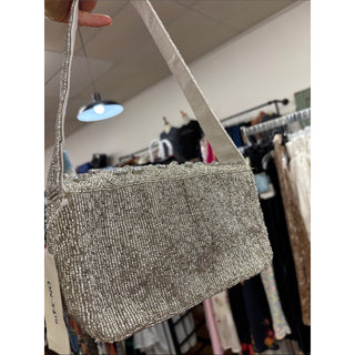 On 34th Embellished Ivory Evening Clutch with Crystal Beading